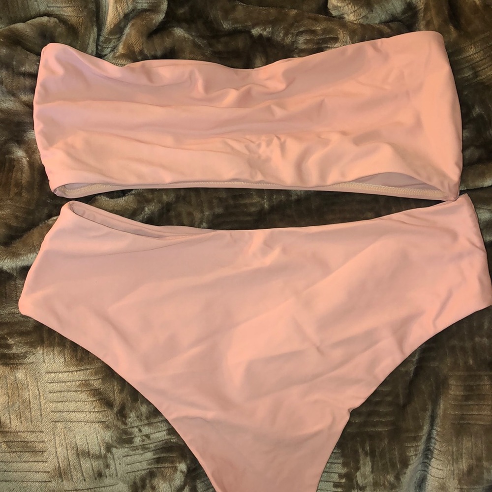 High waisted pale pink bikini
